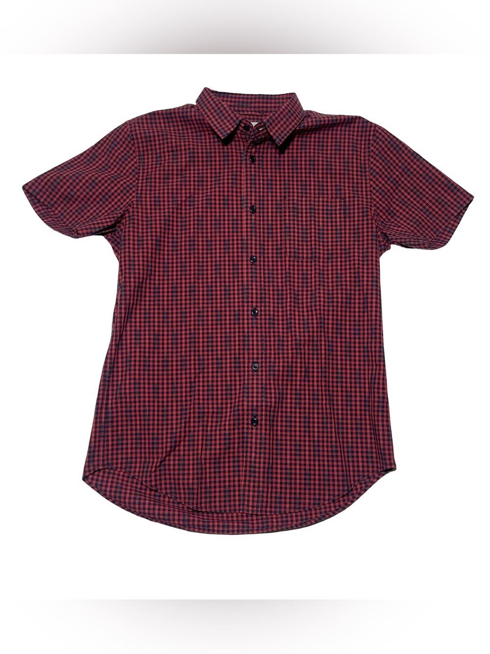 Outerknown Checkered Pattern Short Sleeve Button down Shirt Red Black Mens Small